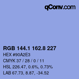 Color code: RGB 144.1 162.8 227 | qconv.com