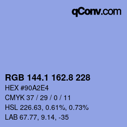 カラーコード: RGB 144.1 162.8 228 | qconv.com