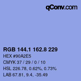 カラーコード: RGB 144.1 162.8 229 | qconv.com