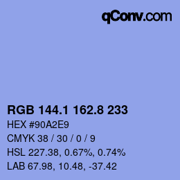 Color code: RGB 144.1 162.8 233 | qconv.com