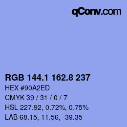 Color code: RGB 144.1 162.8 237 | qconv.com