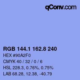 Color code: RGB 144.1 162.8 240 | qconv.com