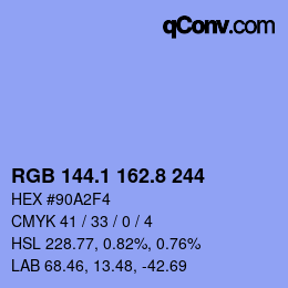 Color code: RGB 144.1 162.8 244 | qconv.com