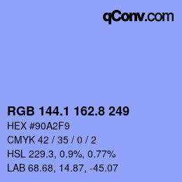 カラーコード: RGB 144.1 162.8 249 | qconv.com