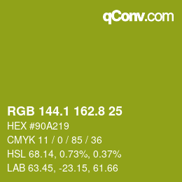 カラーコード: RGB 144.1 162.8 25 | qconv.com