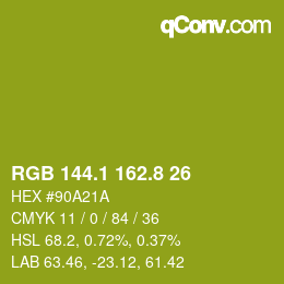 カラーコード: RGB 144.1 162.8 26 | qconv.com