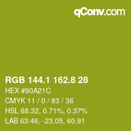 カラーコード: RGB 144.1 162.8 28 | qconv.com