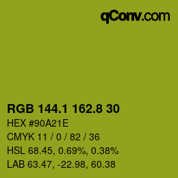 カラーコード: RGB 144.1 162.8 30 | qconv.com