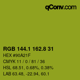 カラーコード: RGB 144.1 162.8 31 | qconv.com