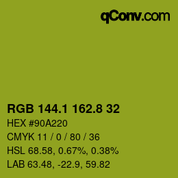 カラーコード: RGB 144.1 162.8 32 | qconv.com