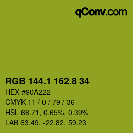 カラーコード: RGB 144.1 162.8 34 | qconv.com