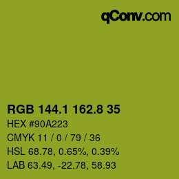 カラーコード: RGB 144.1 162.8 35 | qconv.com