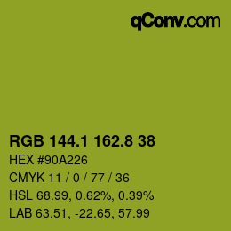 カラーコード: RGB 144.1 162.8 38 | qconv.com