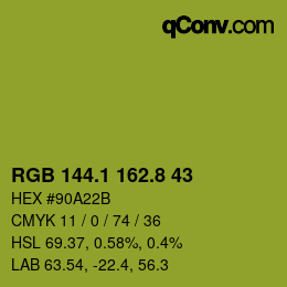 カラーコード: RGB 144.1 162.8 43 | qconv.com