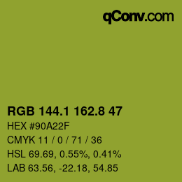 カラーコード: RGB 144.1 162.8 47 | qconv.com