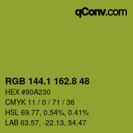 カラーコード: RGB 144.1 162.8 48 | qconv.com