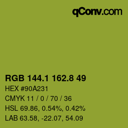 カラーコード: RGB 144.1 162.8 49 | qconv.com