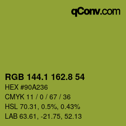 カラーコード: RGB 144.1 162.8 54 | qconv.com