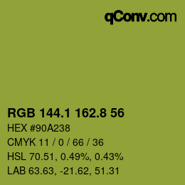 カラーコード: RGB 144.1 162.8 56 | qconv.com