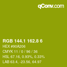 カラーコード: RGB 144.1 162.8 6 | qconv.com