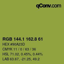 カラーコード: RGB 144.1 162.8 61 | qconv.com