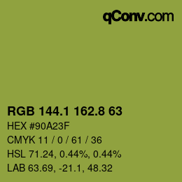 カラーコード: RGB 144.1 162.8 63 | qconv.com
