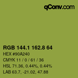 カラーコード: RGB 144.1 162.8 64 | qconv.com