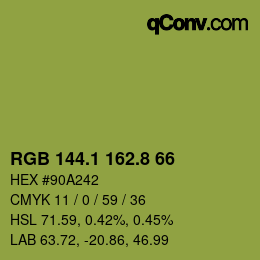 カラーコード: RGB 144.1 162.8 66 | qconv.com