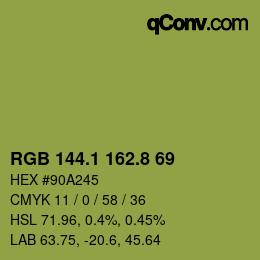 カラーコード: RGB 144.1 162.8 69 | qconv.com