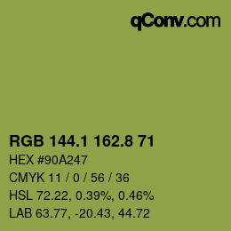 カラーコード: RGB 144.1 162.8 71 | qconv.com