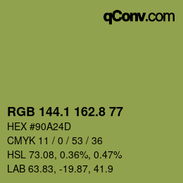 カラーコード: RGB 144.1 162.8 77 | qconv.com