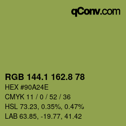 カラーコード: RGB 144.1 162.8 78 | qconv.com
