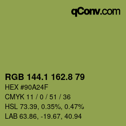 カラーコード: RGB 144.1 162.8 79 | qconv.com