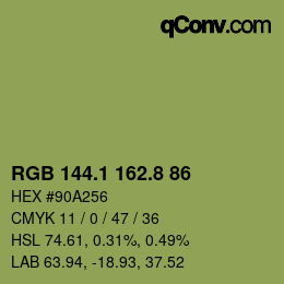 カラーコード: RGB 144.1 162.8 86 | qconv.com