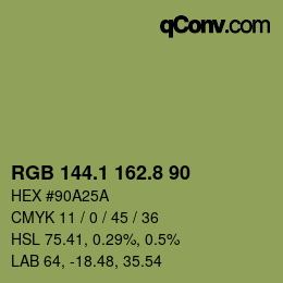 カラーコード: RGB 144.1 162.8 90 | qconv.com