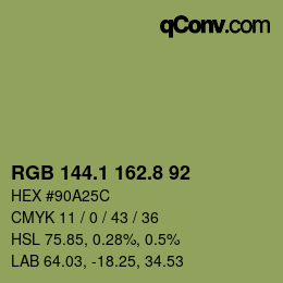カラーコード: RGB 144.1 162.8 92 | qconv.com