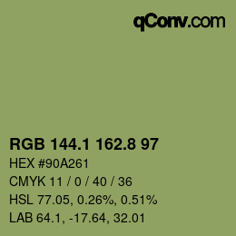 カラーコード: RGB 144.1 162.8 97 | qconv.com