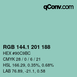 Color code: RGB 144.1 201 188 | qconv.com