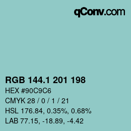 カラーコード: RGB 144.1 201 198 | qconv.com