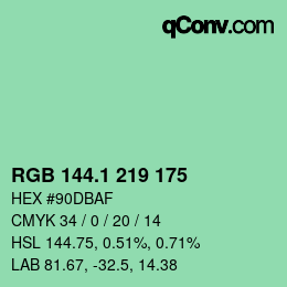 カラーコード: RGB 144.1 219 175 | qconv.com