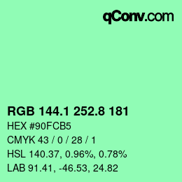 カラーコード: RGB 144.1 252.8 181 | qconv.com