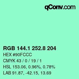 カラーコード: RGB 144.1 252.8 204 | qconv.com
