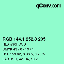 カラーコード: RGB 144.1 252.8 205 | qconv.com