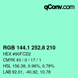 カラーコード: RGB 144.1 252.8 210 | qconv.com