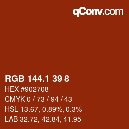 カラーコード: RGB 144.1 39 8 | qconv.com