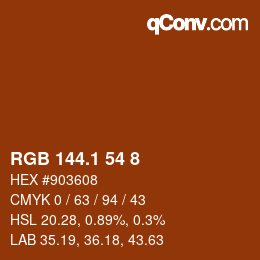 Color code: RGB 144.1 54 8 | qconv.com