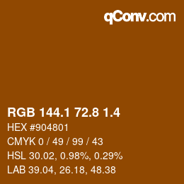 カラーコード: RGB 144.1 72.8 1.4 | qconv.com