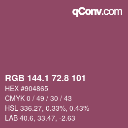カラーコード: RGB 144.1 72.8 101 | qconv.com