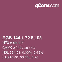 カラーコード: RGB 144.1 72.8 103 | qconv.com