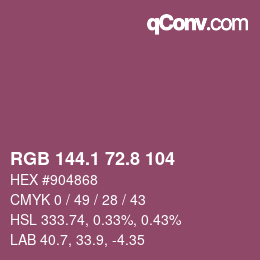 カラーコード: RGB 144.1 72.8 104 | qconv.com